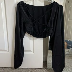 Weworewhat black blouse with open back